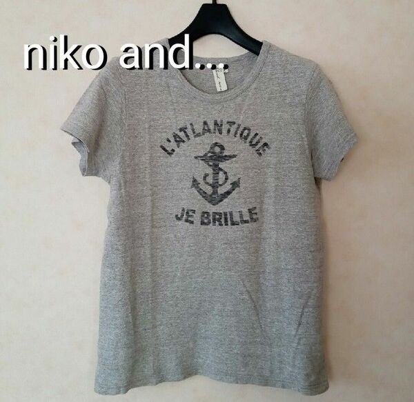 niko and... ニコアンド ／ アンカーマーク 半袖 Tシャツ グレー レディース 綿100％