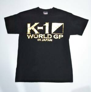 K-1 WORLD GP IN JAPAN Tシャツ■USED■黒×ゴールド■SHOOT製 Sサイズ■半袖■K-1ワールドグランプリ■格闘技・空手・キックボクシング