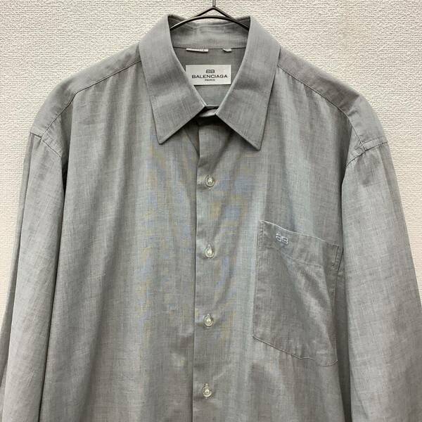 【古着】BB BALENCIAGA PARIS L/S SHIRT バレンシアガ 長袖シャツ size38 グレー 73337