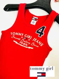 tommy girl　トミーガール　ロゴデザイン　タンクトップ　フラッグタグ　　レッド　サイズS/P