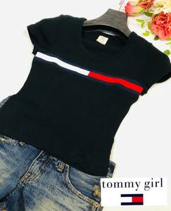 tommy girl　トミーガール　フラッグタグ　カットソー　半そで　ブラック　サイズXS/XP