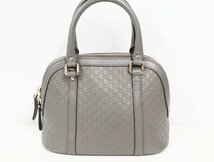 グッチ GUCCI 449654 ハンドバッグ 2WAY マイクログッチシマ レザー グレー アウトレット レディース 【中古】 バッグ_画像2