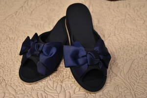 H-SU1-1* conditions attaching free shipping . have!* ribbon * heel slippers * heel 4.* navy *23.* lady's M* stylish * pretty * elegant * Ribon 