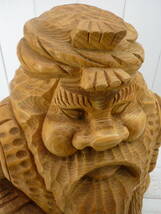 ヴィンテージ アイヌ 木彫り男性像 杖持ちエカシ酋長 エムシ酋長 杖なし 特大 神様 民俗 お土産　G13705　_画像7