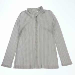 極美品◆プリーツプリーズ 長袖シャツ レディース サイズ03 グレー PLEATS PLEASE【AFB5】