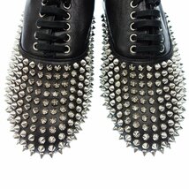 美品◆クリスチャンルブタン レザーシューズ スパイクスタッズ LACE 554 SPIKES FLAT レディース 37 黒 Christian Louboutin【AFD1】_画像5