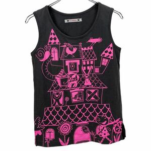  beautiful goods OLLEBOREBLAaru Velo Velo lady's black print tank top tops 