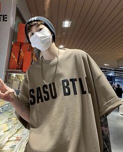 メンズTシャツ ティーシャツ 韓国風 半袖 丸首 大きいサイズ ゆったり オーバーサイズ 夏 メンズファッション かっこいいJUAS012(3色M-3XL)