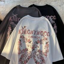 メンズ Tシャツ ティーシャツ ペアルック 半袖 丸首 ゆったり 薄手 夏 花柄 メンズファッション おしゃれJUAS216(5色S-3XL)_画像6