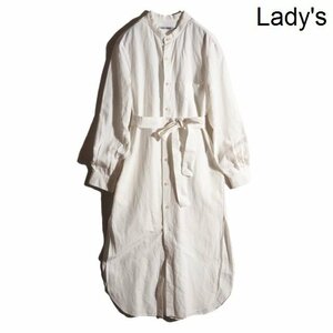 M0434P VCristaSeya Chris taseyaV France made cotton linen belt attaching band color shirt One-piece white XS white spring summer rb mks