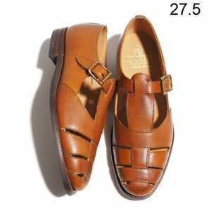 C0600P　●CROCKETT&JONES クロケット&ジョーンズ●　新品 FISHERMAN グレインレザー グルカサンダル ブラウン 9E/27.5cm レザー rb mks