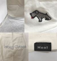 【USED】Heal Creek ヒールクリーク 綿 ハイネック 半袖 シャツ ドッグ 犬 ロゴ刺繍 アイボリー レディース 42 L ゴルフウェア_画像7