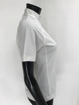 【USED】NIKE ナイキ ポリエステル ハーフジップ ハイネック 半袖 シャツ ロゴ刺繍 ホワイト 白 レディース L ゴルフウェア_画像4