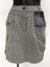 【USED】adabat アダバット 綿 インナーパンツ一体型 スカート ロゴ刺繍 チェック柄 ブラウン系 レディース 36 S ゴルフウェア_画像1