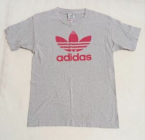 adidas　90年代 USA製　トレフォイルロゴ　半袖 Tシャツ　　グレー×ワインレッド