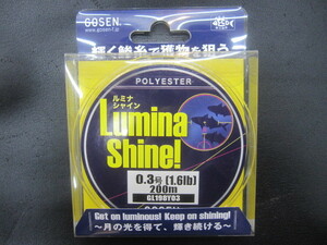 新品☆GOSENゴーセンLuminaShineルミナシャイン/イエロー0.3号【1.6LB】200ｍ（検）アジング34TICTダイワシマノエステルライン