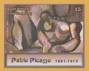 ● 【外国切手・S V グレナディーン】 パブロ・ピカソ の絵画　S/S 切手シート ('03)　未使用
