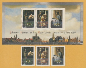 ● 【外国切手・オランダ】 フェルメールの絵画　(s/s)＋(3種)　'96　未使用