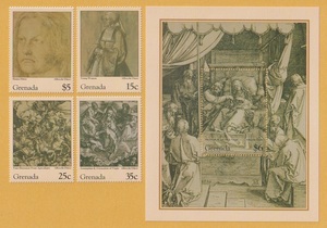● 【外国切手・グレナダ】 デューラーの絵画　(s/s)＋(4種)　'96　未使用