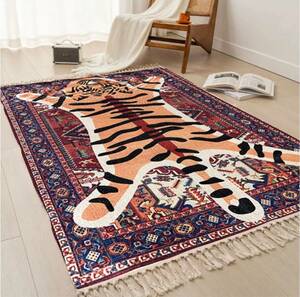 【即納】トラ 虎 タイガー/ペルシャ絨毯柄 ヴィンテージボヘミアン絨毯柄 エスニック 58×87cm