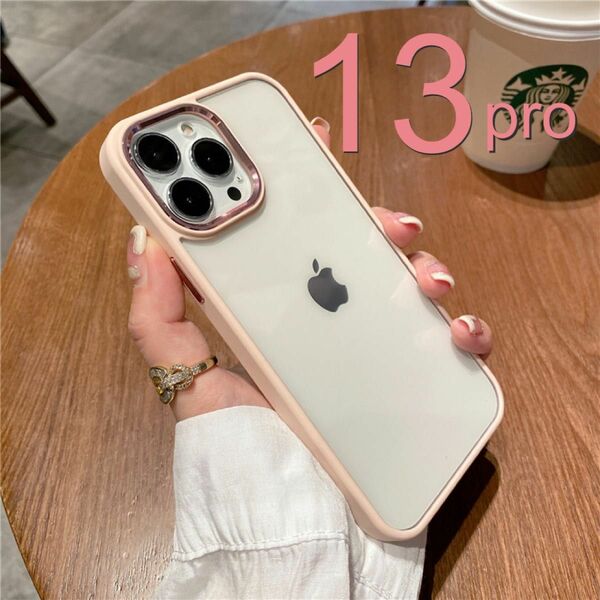 シリコン スマホ ケース カバー クリア+ピンク iPhone13 Pro Apple smartphone case