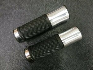 未使用 カスタムグリップ バーエンド無し 左右セット 貫通 銀 全長：約120mm 内径：右-約22φ 左-約20φ 管理No.37834