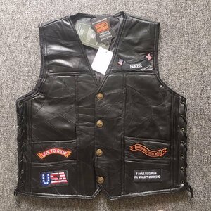 ZJM797 刺繍バイクベスト ライダース ベスト革ジャン カジュアルチョッキ ジャケットタンクトップベスト メンズ レザーベスト S~4XL 新品