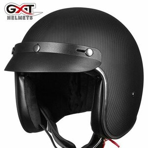 TZX522★新品バイクヘルメット 炭素繊維 ジェットヘルメット バイザー付き ハーレージェットヘルメット