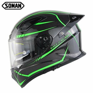 TZX473★バイク用フルフェイスヘルメット デュアルレンズ モトクロスヘルメット最新のカーボンファイバーシェルヘルメットS-XXXLサイズ選択