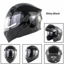 TZX607★バイクヘルメット システムヘルメット ダブルレンズ ヘルメット フリップアップヘルメット 強化シールド S-XXL 黒_画像2