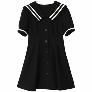 ZPT667☆新品シンプル バイカラー 学生風 セーラー服 ワンピースの画像1