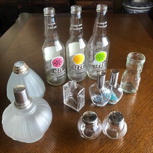 ランプベルジェ含むガラス瓶アソート IZZE 香水瓶 調味料入れ 工作 リメイク