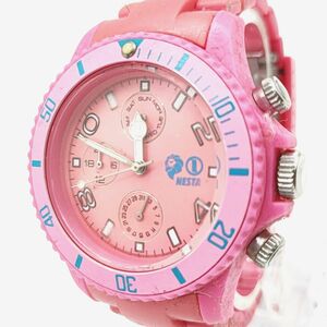 【電池切れ】NESTA BRAND　ネスタ　クォーツ腕時計　クロノ　ピンク　ユニセックス
