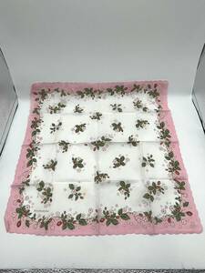 WEDGWOOD ウェッジウッド　ハンカチ　スカーフ　花　フラワー　ピンク×オフホワイト　48×48　コットン