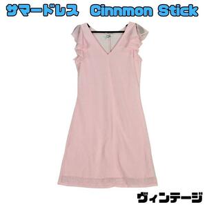 サマードレスドレス　オーガンジー　Cinnamon stic　PINK S 即決 送料無料 新品未使用