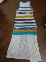 新品*ミッソーニ*42*ロングジレ*ベスト*ロングカットソー*ボーダー柄*ロングカットソー*シルク*春*夏*秋*MISSONI*かぎ編みニット_画像4