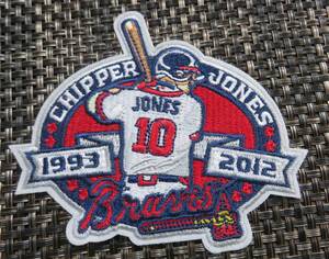 赤紺10■新品MLBアトランタ・ブレーブスAtlanta Braves Chipper Jonesチッパー・ジョーンズ野球ベースボール刺繍ワッペン◎メジャーリーグ