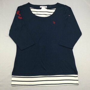 【送料無料】【新品】US.POLO.ASSN レディース フェイクレイヤード七分袖Tシャツ（チュニック丈）　　M　　 ネイビー★01202