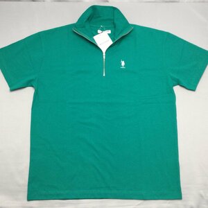 【送料無料】【新品】US.POLO.ASSN レディースハーフジップTシャツ（コットン100％ ゆったりタイプ） フリー(Ｍ～L) 　ライトグリーン★475