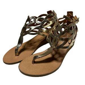 AK204 未使用 ANCIENT GREEK SANDALS エンシェントグリークサンダル レディース 35 約 22.5cm ゴールド 美品