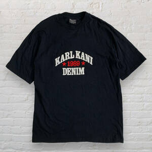 貴重【Kani Jeans】90s カールカナイ カナイジーンズ vintage ワッペン刺繍Tシャツ ブラック HIPHOP B系 ストリート スケボー