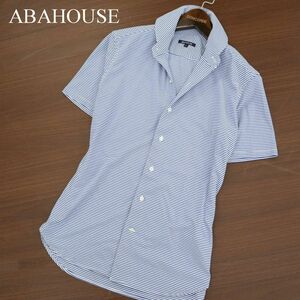 ABAHOUSE Abahouse spring summer border * short sleeves slim shirt Sz.1 men's navy A3T07875_7#A