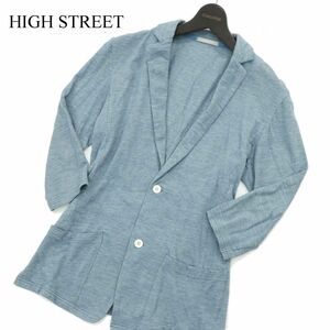 HIGH STREET ハイストリート 春夏 7分袖★ メランジ スリム アンコン テーラード ジャケット Sz.L　メンズ 日本製　A3T08036_7#M