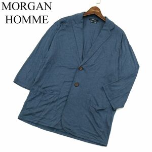 MORGAN HOMME モルガン オム 春夏 7分袖★ テンセル アンコン テーラード カット ジャケット Sz.XL　メンズ 日本製　A3T08150_7#M