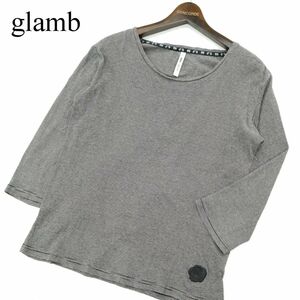 glamb グラム 春夏 7分袖★ ストレッチ クルーネック ボーダー カットソー Tシャツ Sz.1　メンズ　A3T08283_7#D