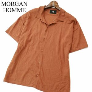 MORGAN HOMME モルガン オム 春夏 レーヨン&ナイロン★ 半袖 ニット シャツ Sz.M　メンズ　A3T08330_7#A