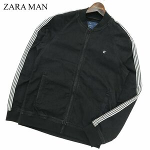 ZARA MAN ザラ マン 通年 スリーブライン★ ストレッチ デニム トラック ジャケット ブルゾン Sz.S　メンズ 黒　A3T08232_7#O