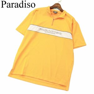 Paradiso GOLF パラディーゾ 春夏 ロゴ プリント★ ハーフジップ 半袖 ポロシャツ Sz.M　メンズ オレンジ ゴルフ 日本製　A3T08198_7#A