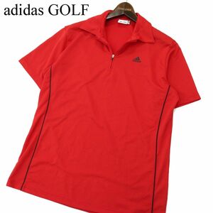 adidas GOLF アディダス ゴルフ 春夏 ロゴ★ ストレッチ 半袖 ハーフジップ ポロシャツ Sz.L　メンズ　A3T08496_7#D