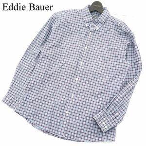 Eddie Bauer エディーバウアー 通年 長袖 コットン★ ボタンダウン チェック シャツ Sz.L　メンズ アウトドア　A3T08533_7#C